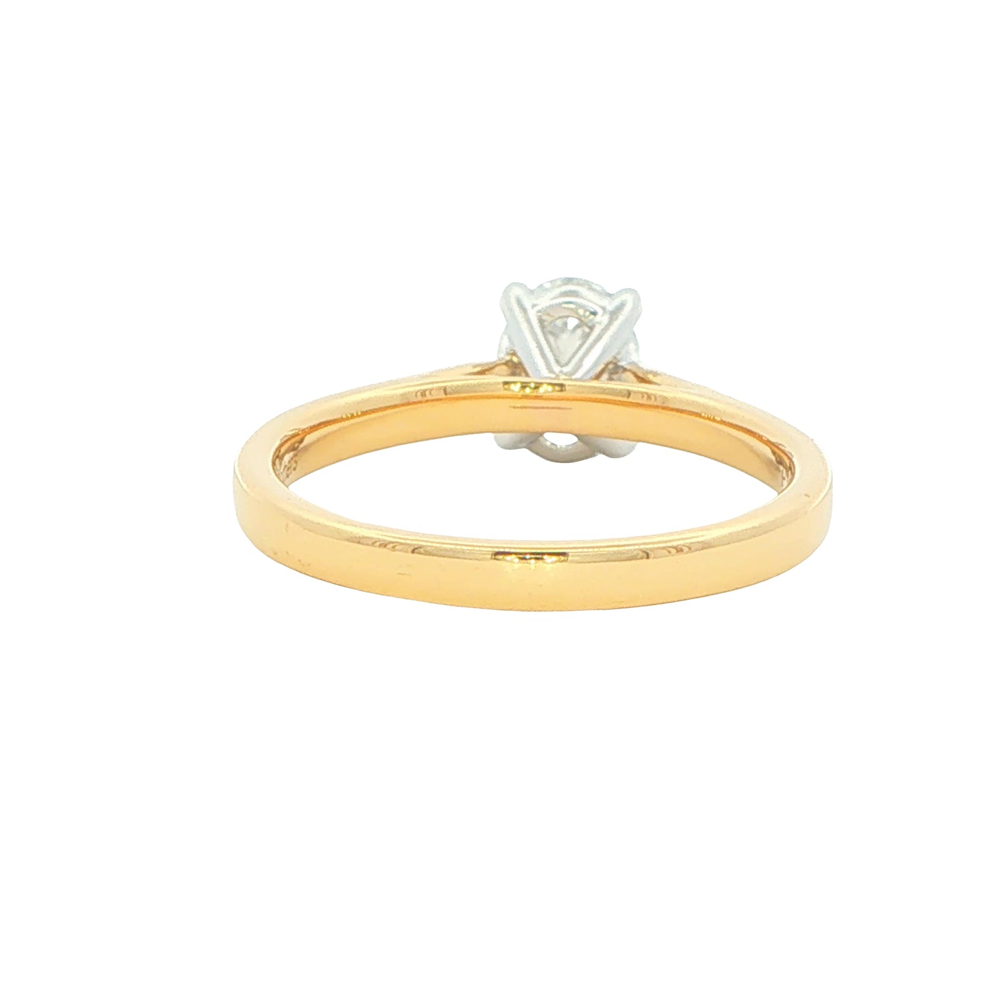 Yellow Gold Oval Shaped Diamond Solitaire Ring - 0.90cts