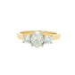 Yellow Gold Oval and round brilliant cut diamond 3 stone ring - 1.10cts