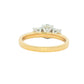 Yellow Gold Oval and round brilliant cut diamond 3 stone ring - 1.10cts