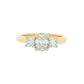 Yellow Gold Oval and round brilliant cut diamond 3 stone ring - 0.83cts