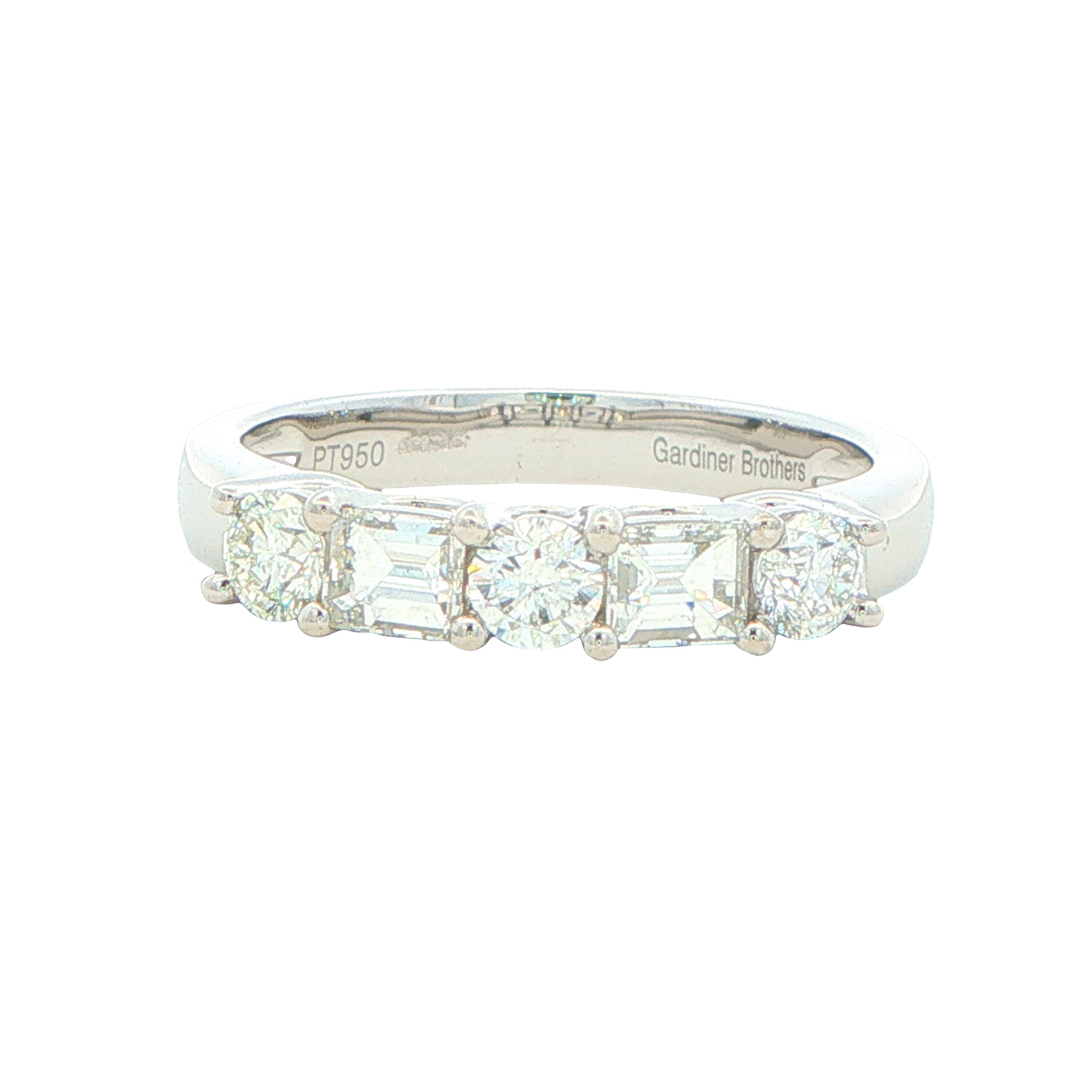 Round Brilliant and Baguette Cut 5 Stone Diamond - 1.20cts Gardiner Brothers