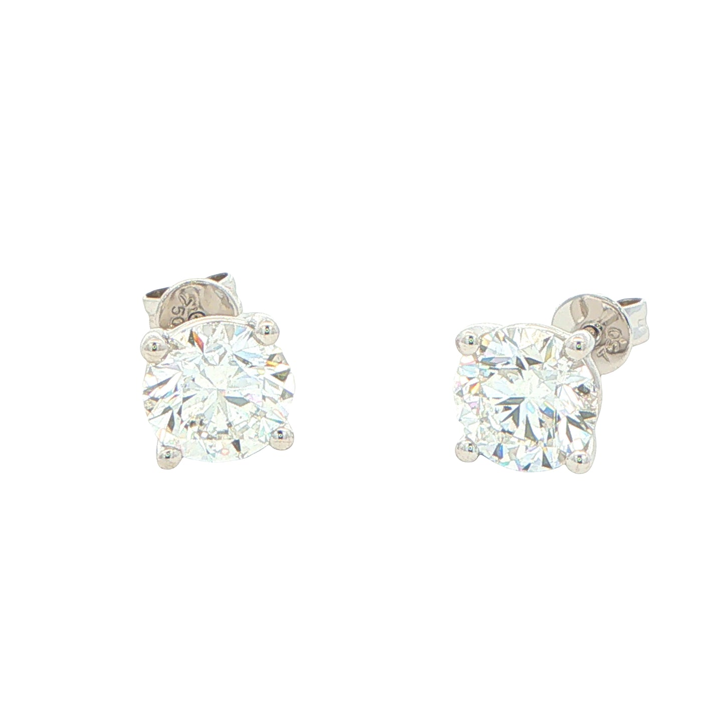 Round Brilliant Cut Diamond Solitaire Earrings - 3.00cts Gardiner Brothers