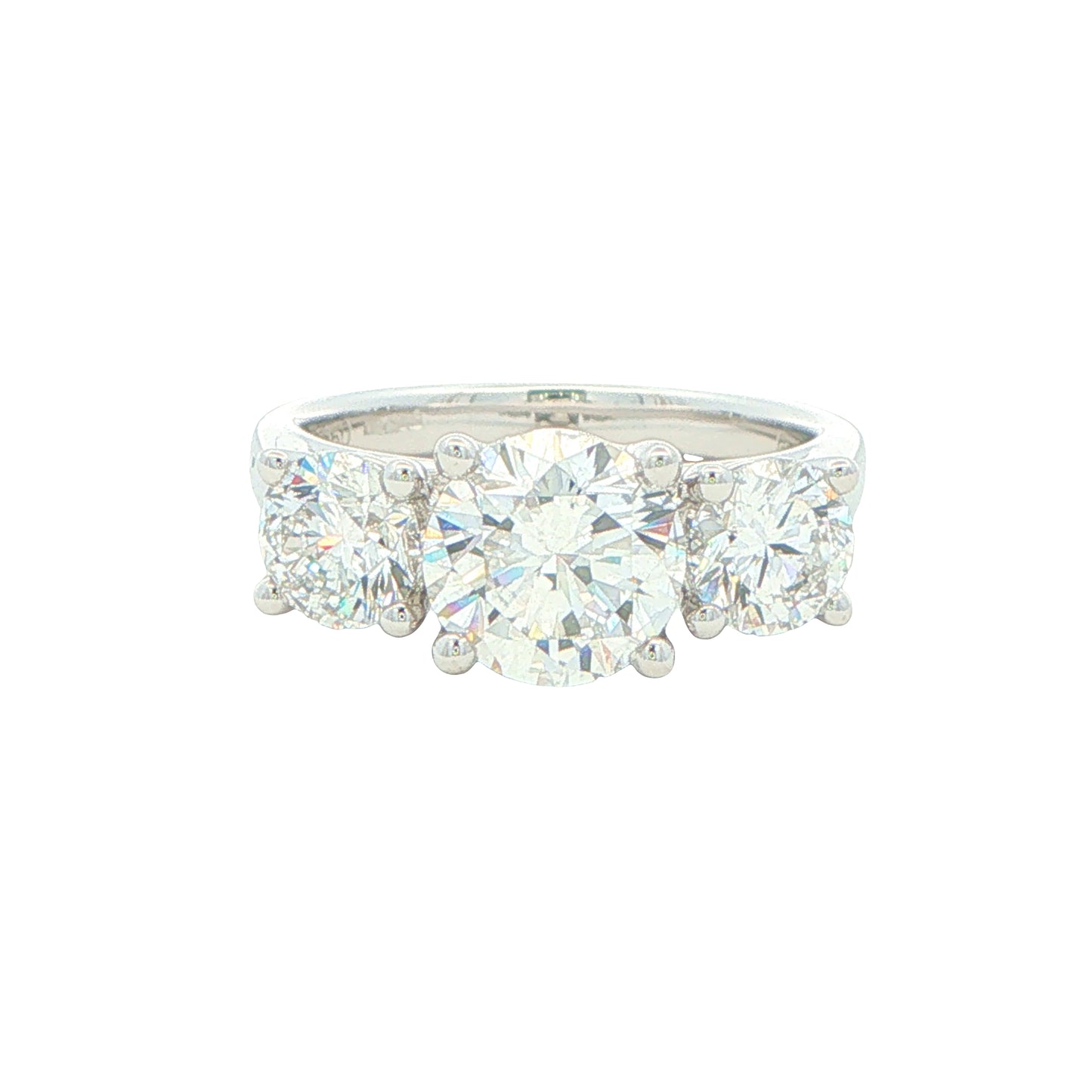 Platinum Round brilliant cut diamond 3 stone ring - 2.57cts Gardiner Brothers