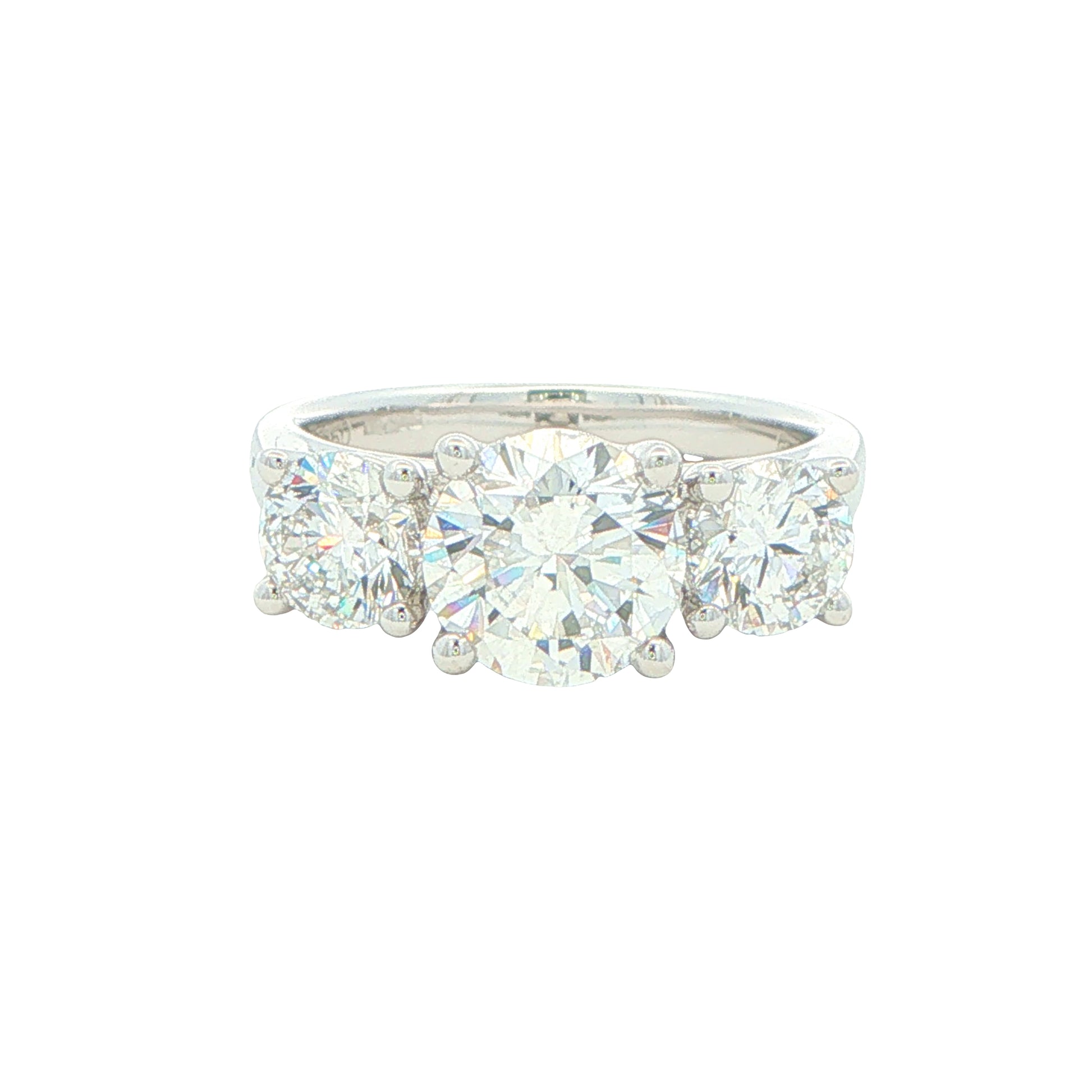 Platinum Round brilliant cut diamond 3 stone ring - 2.57cts Gardiner Brothers