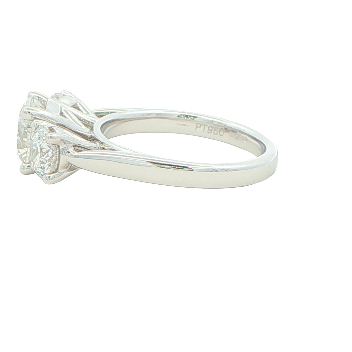 Platinum Round brilliant cut diamond 3 stone ring - 2.57cts Gardiner Brothers