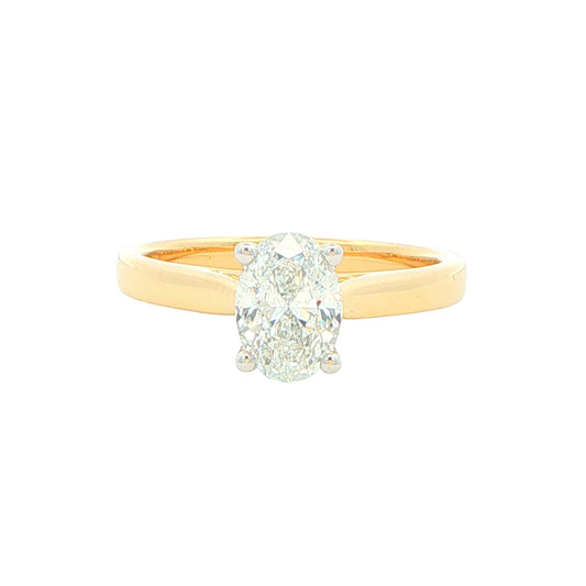 Yellow Gold Oval Shaped Diamond Solitaire Ring - 0.90cts Gardiner Brothers