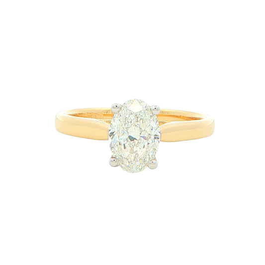 Yellow Gold Oval Shaped Diamond Solitaire Ring - 1.20cts Gardiner Brothers