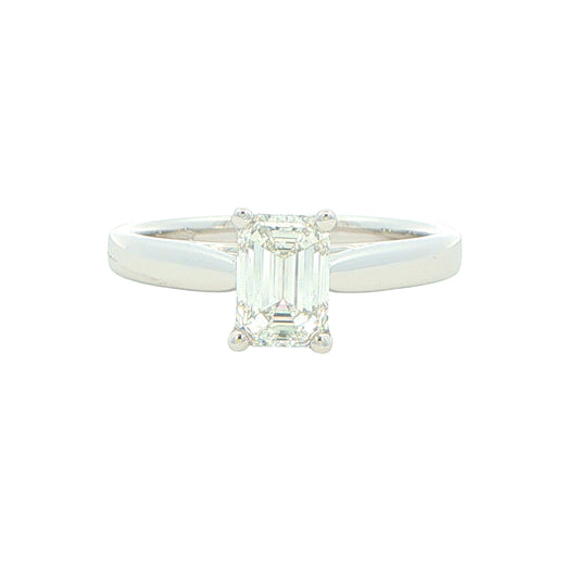 Platinum Emerald Cut Diamond Solitaire Ring - 1.00cts Gardiner Brothers