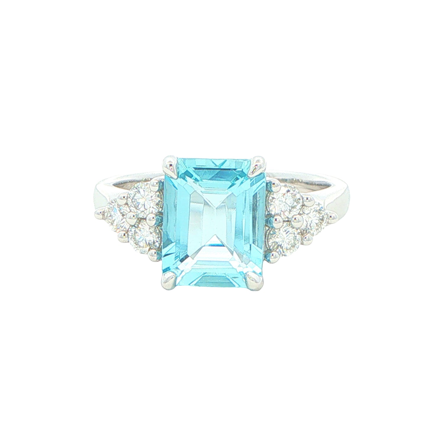 Octagonal Shaped Aquamarine and Diamond Cluster Style Ring Gardiner Brothers