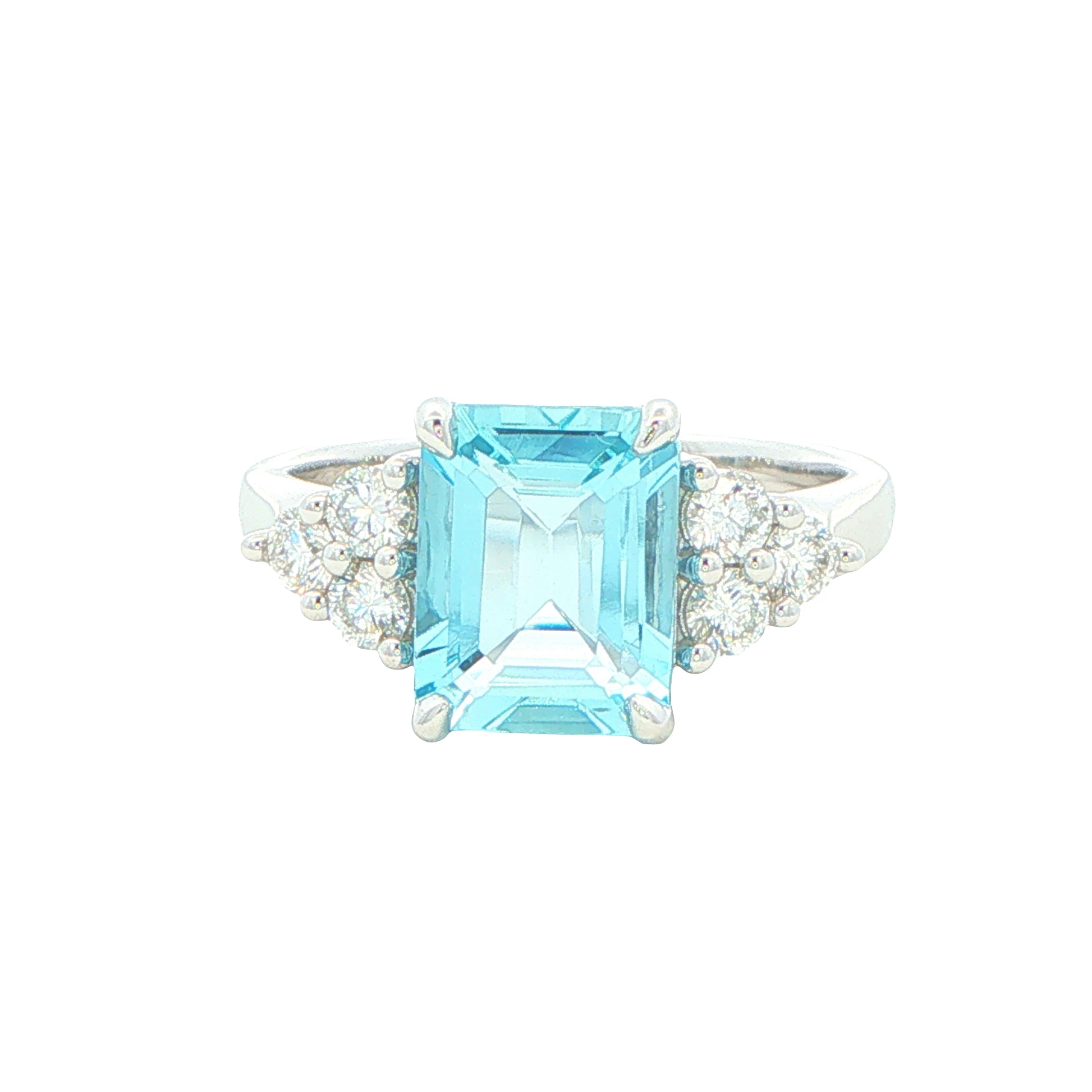 Octagonal Shaped Aquamarine and Diamond Cluster Style Ring Gardiner Brothers