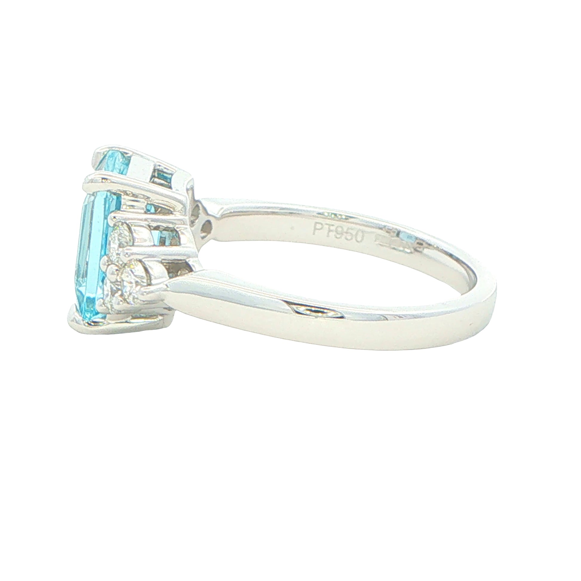 Octagonal Shaped Aquamarine and Diamond Cluster Style Ring Gardiner Brothers