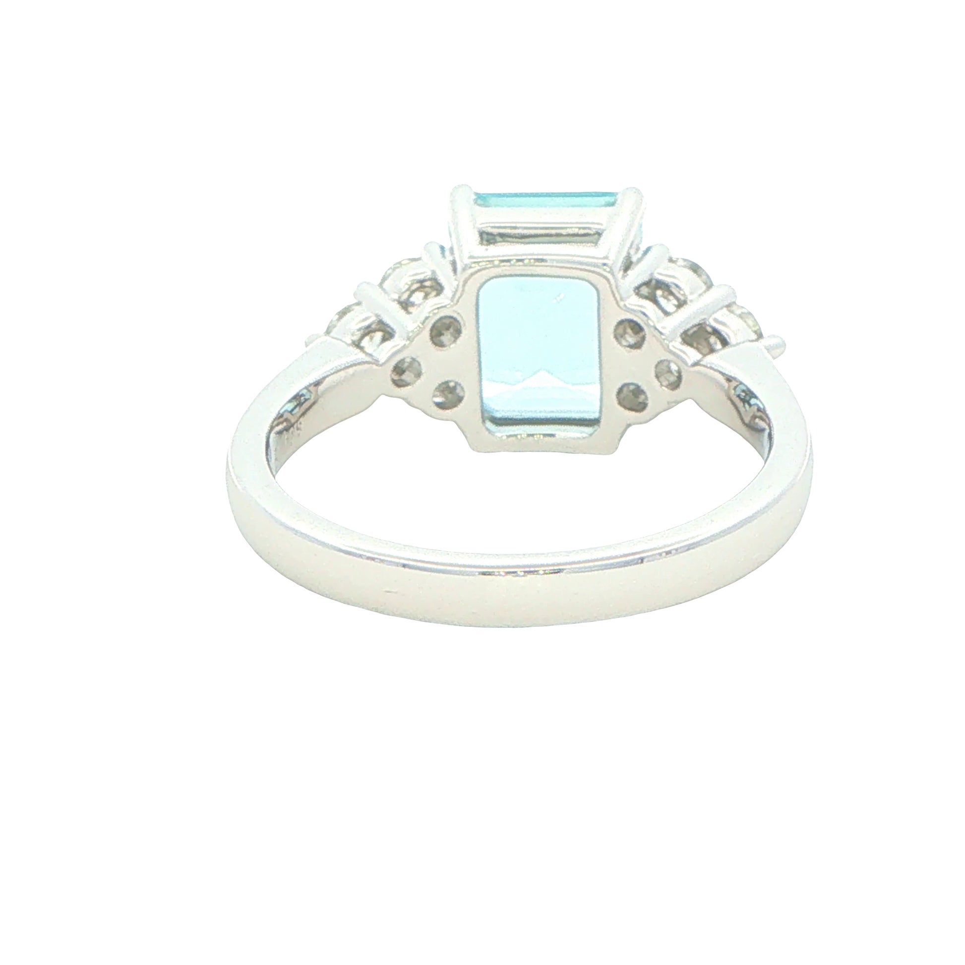 Octagonal Shaped Aquamarine and Diamond Cluster Style Ring Gardiner Brothers