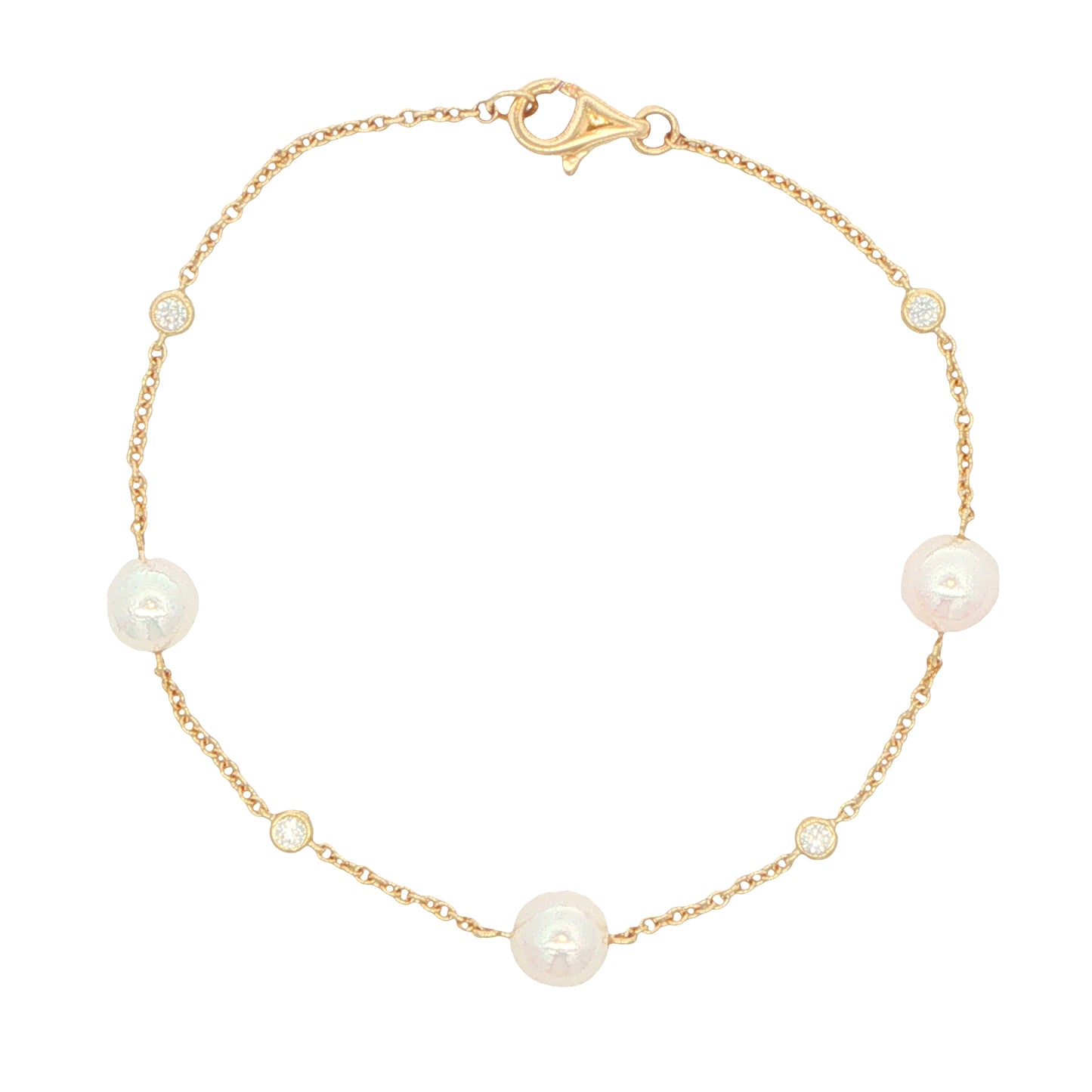 Yellow Gold 'Yard of Diamond and Akoya Pearl' Bracelet Gardiner Brothers