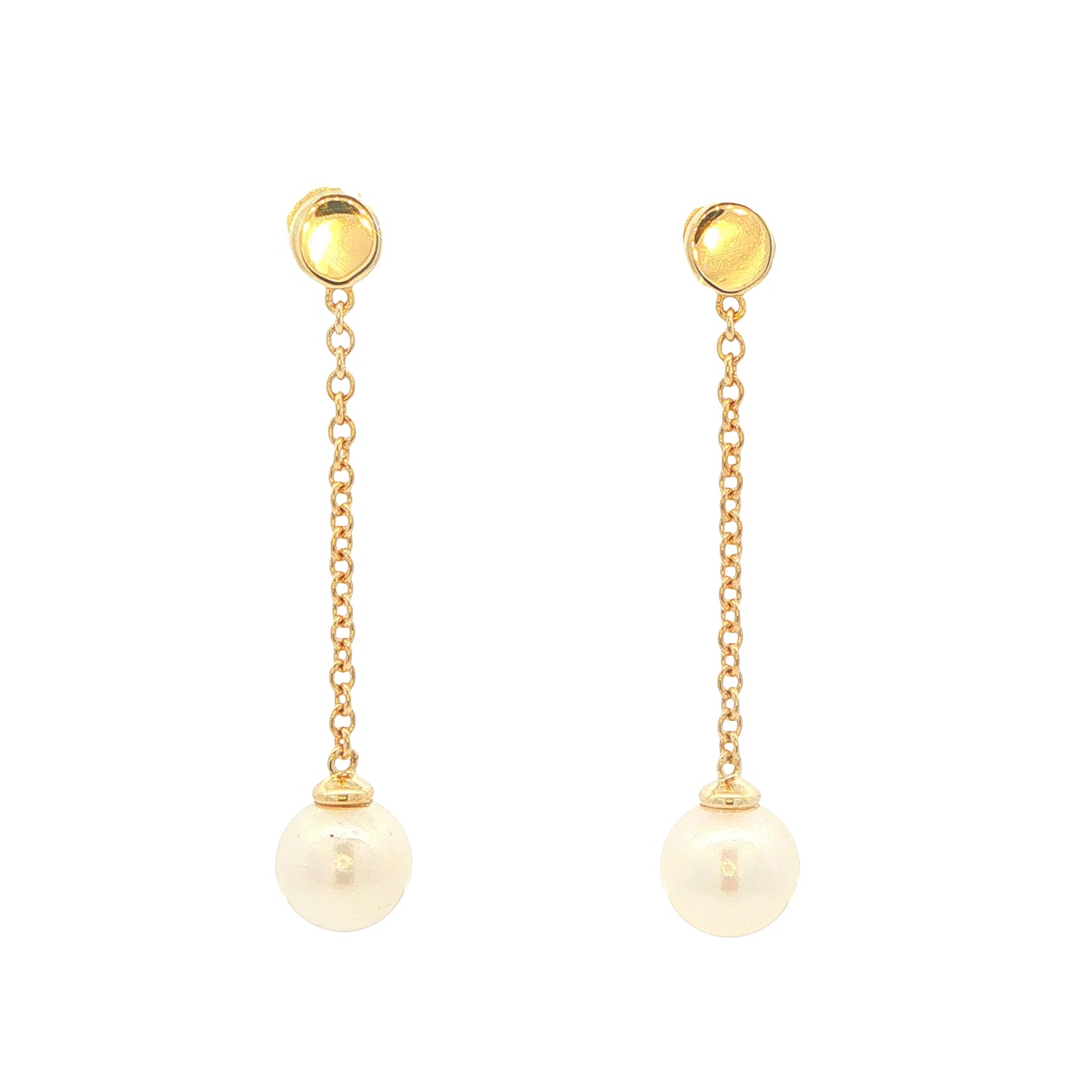 Yellow Gold 'Yard of Akoya Pearl' Drop Style Earrings Gardiner Brothers