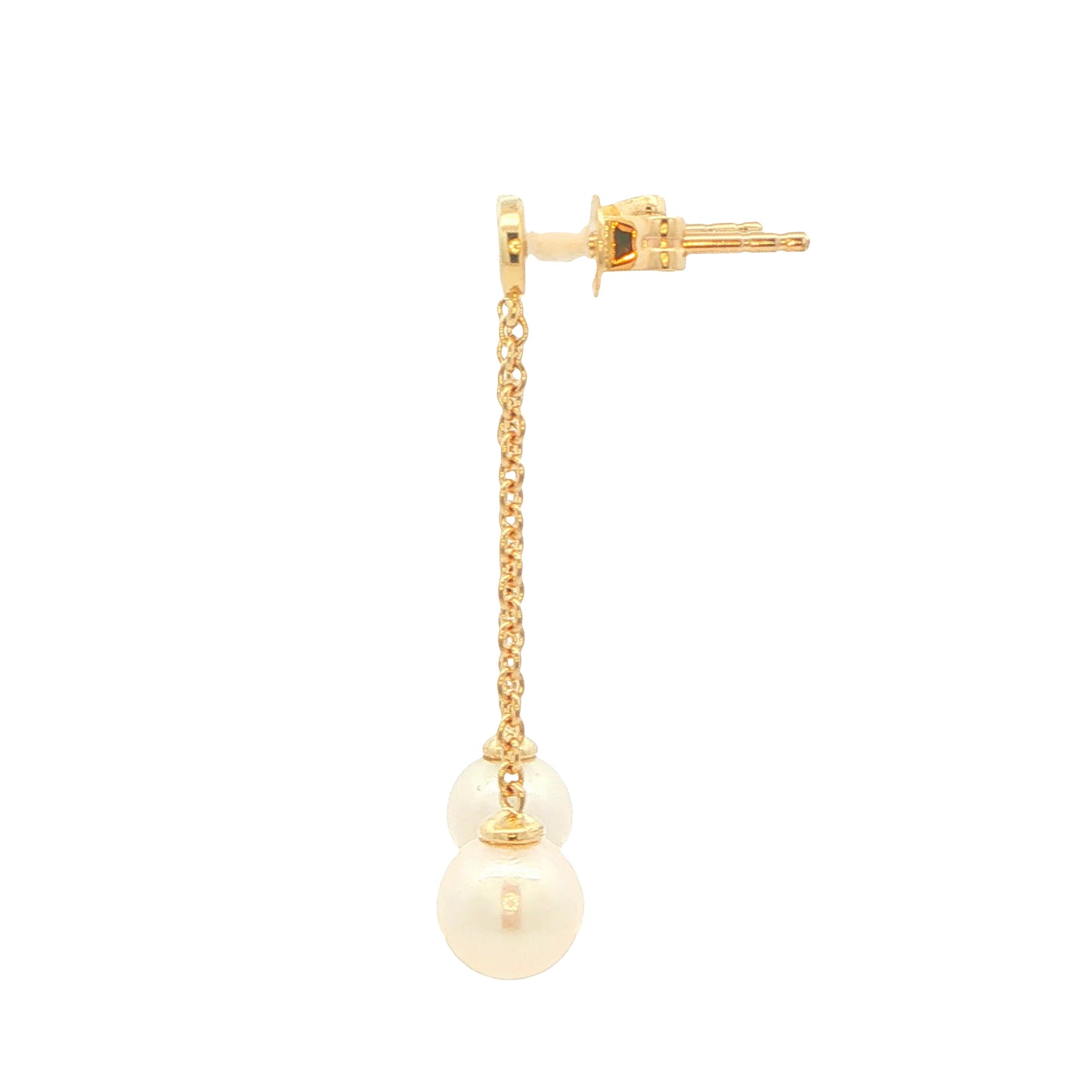 Yellow Gold 'Yard of Akoya Pearl' Drop Style Earrings Gardiner Brothers