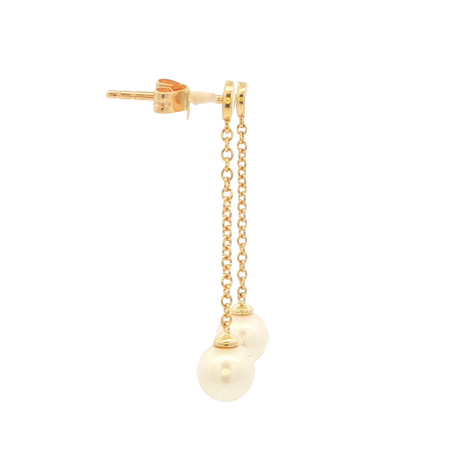 Yellow Gold 'Yard of Akoya Pearl' Drop Style Earrings Gardiner Brothers