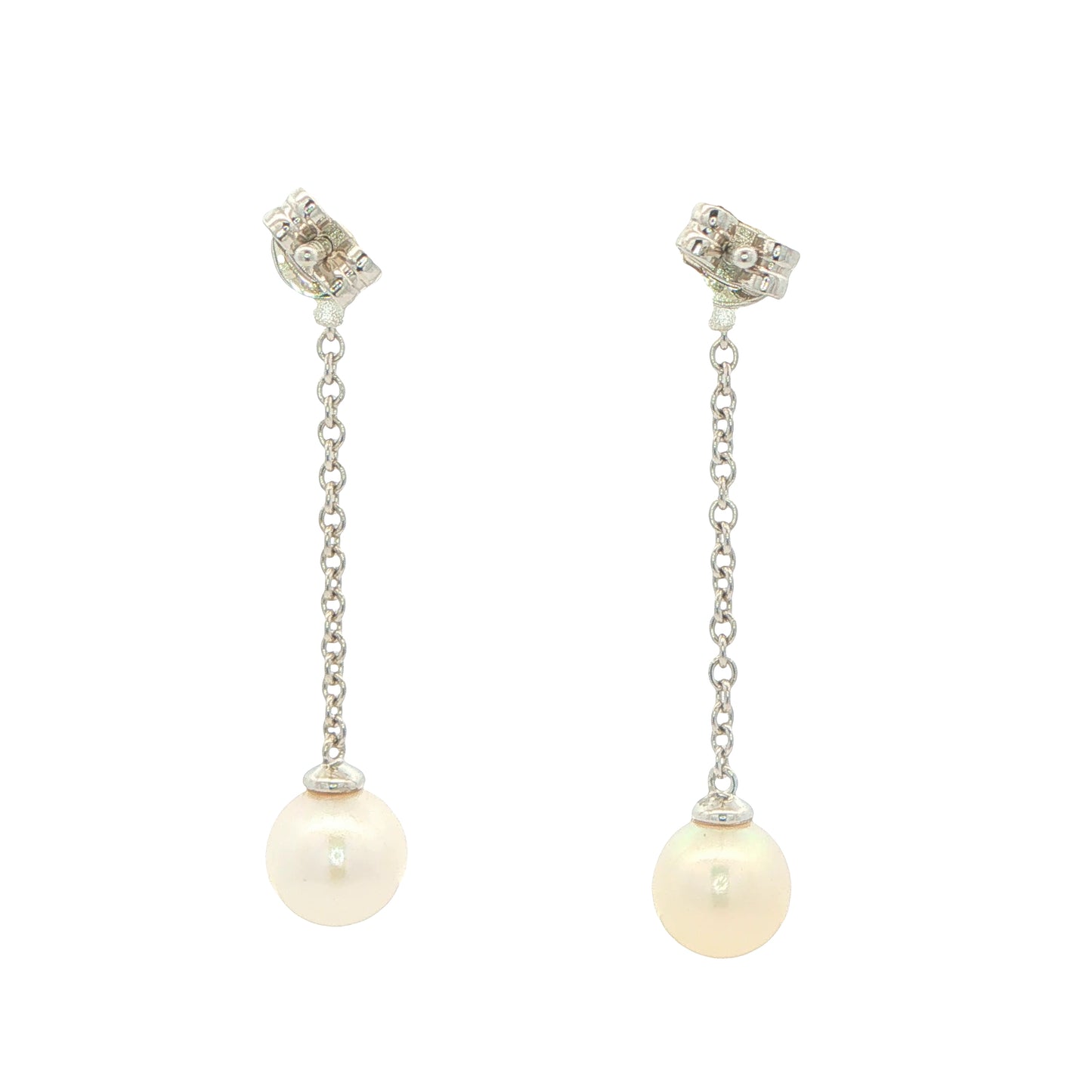 White Gold 'Yard of Akoya Pearl' Drop Style Earrings Gardiner Brothers