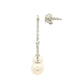 White Gold 'Yard of Diamond and Akoya Pearl' Drop Style Earrings Gardiner Brothers