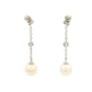 White Gold 'Yard of Diamond and Akoya Pearl' Drop Style Earrings Gardiner Brothers
