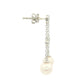 White Gold 'Yard of Diamond and Akoya Pearl' Drop Style Earrings Gardiner Brothers