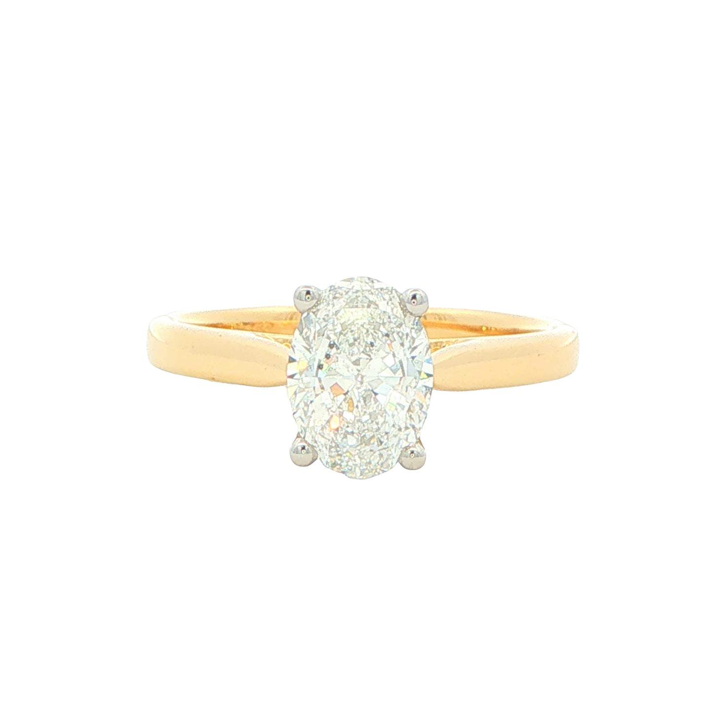 Yellow Gold Oval Cut Diamond Solitaire Ring - 1.20cts