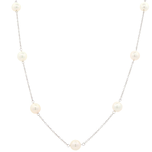 White Gold 'Yard of Akoya Pearl' Style Necklet Gardiner Brothers