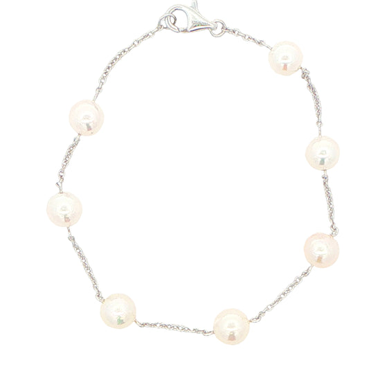 White Gold 'Yard of Akoya Pearl' Bracelet Gardiner Brothers