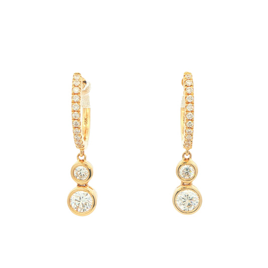 Diamond Set Hoop earrings with a 2 diamond drop Gardiner Brothers