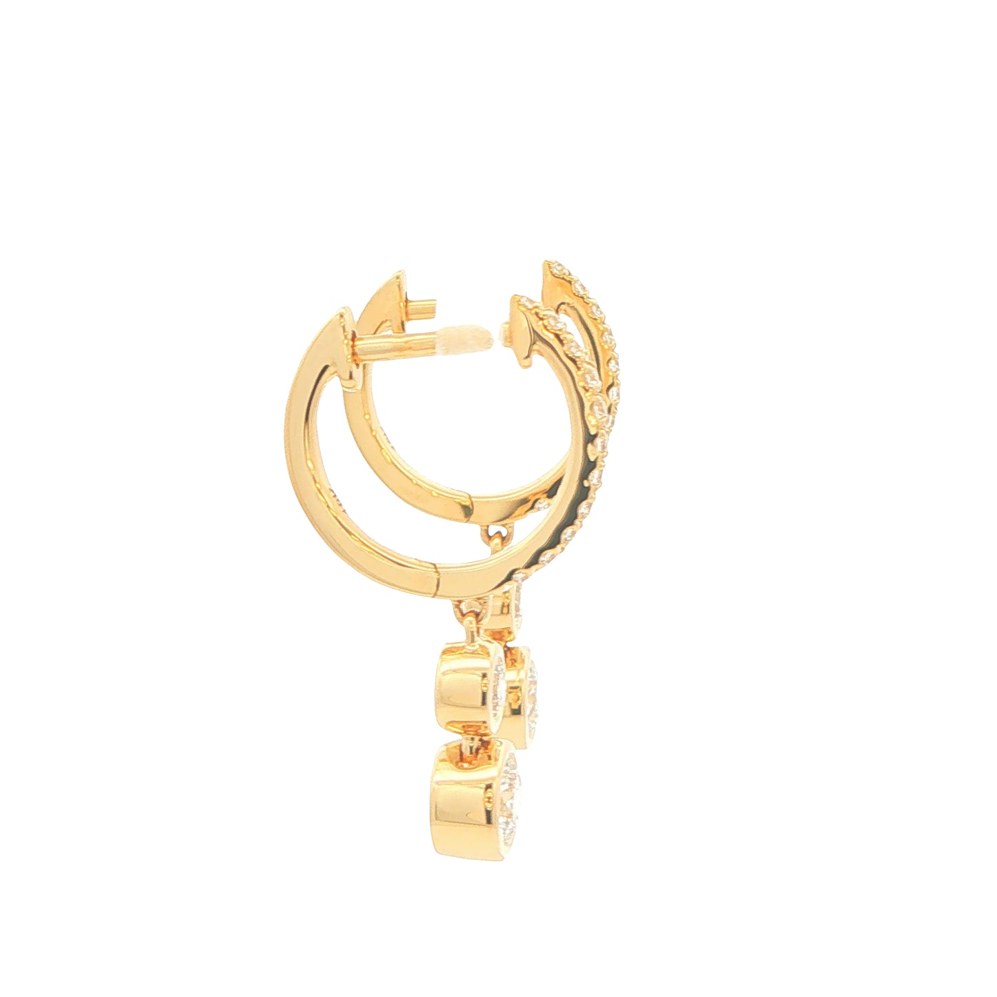 Diamond Set Hoop earrings with a 2 diamond drop