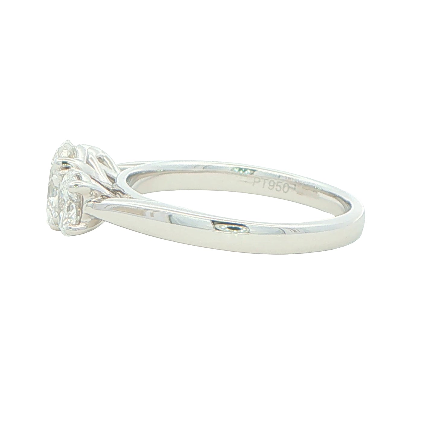 Platinum Oval Shaped Diamond 3 Stone Ring - 1.42cts