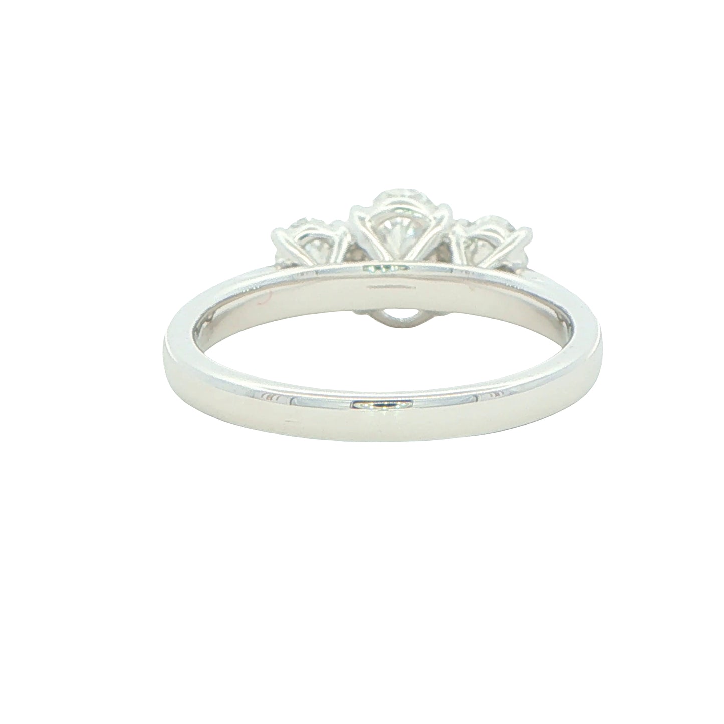 Platinum Oval Shaped Diamond 3 Stone Ring - 1.42cts