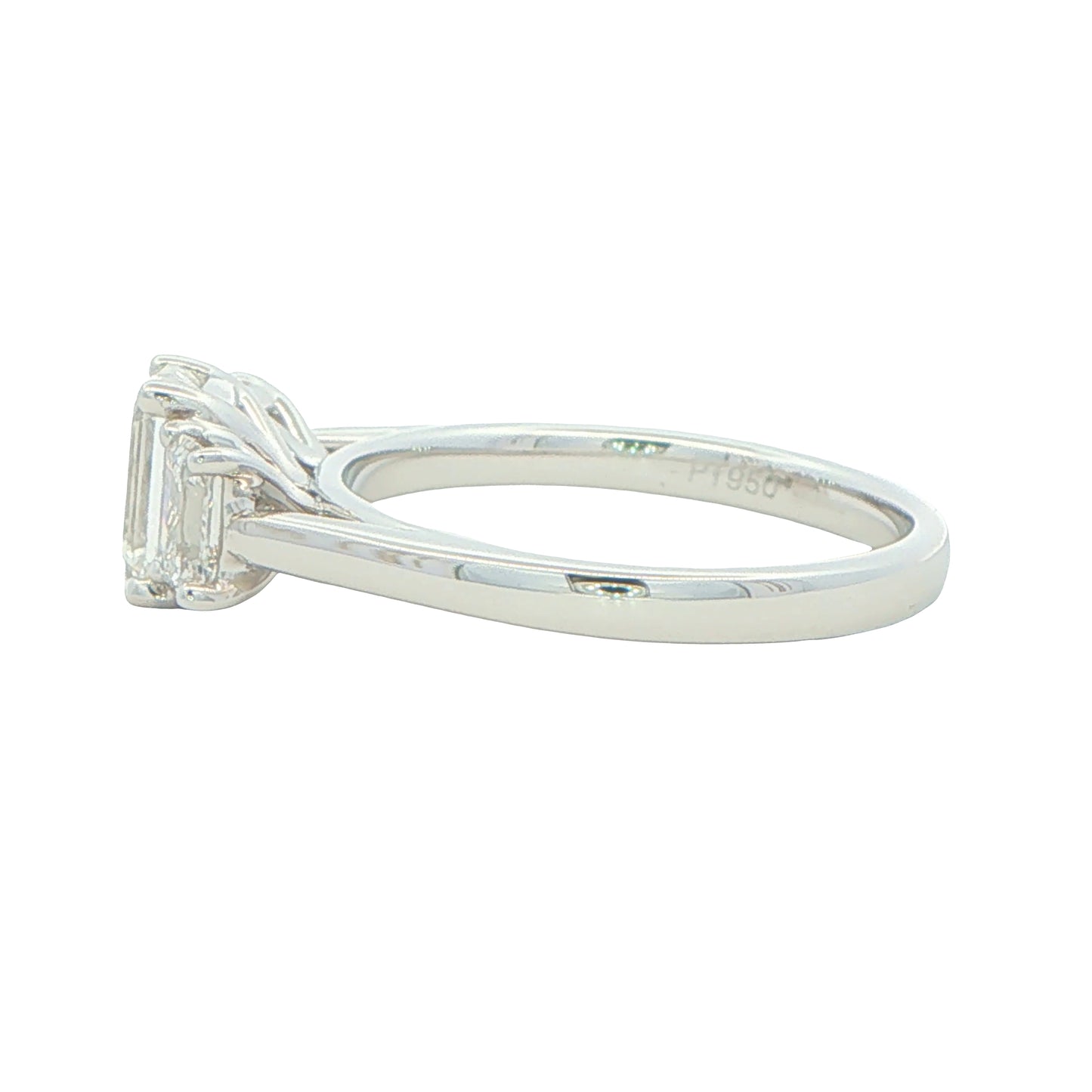Platinum Emerald Cut Diamond 3 Stone Ring - 1.82cts