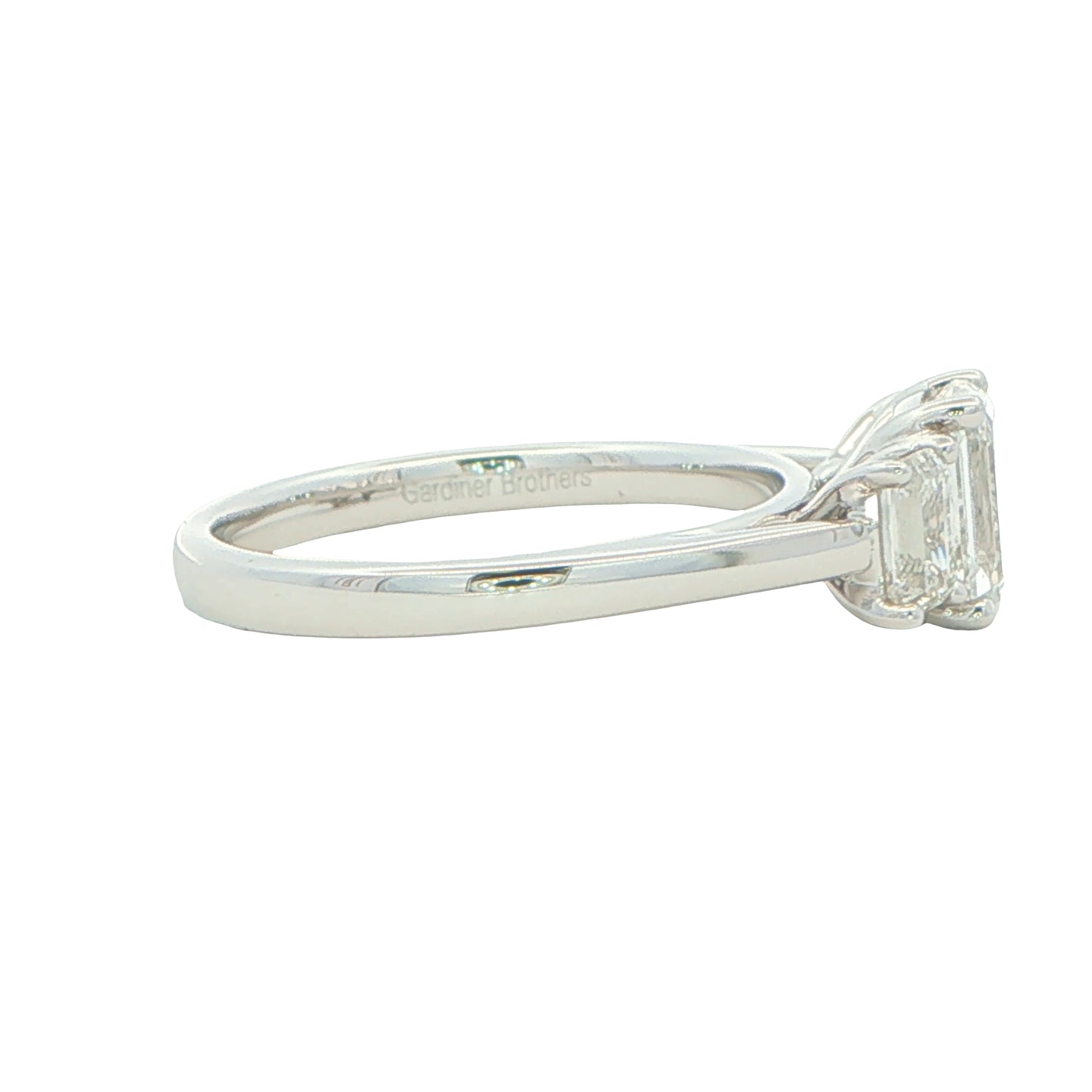 Platinum Emerald Cut Diamond 3 Stone Ring - 1.82cts