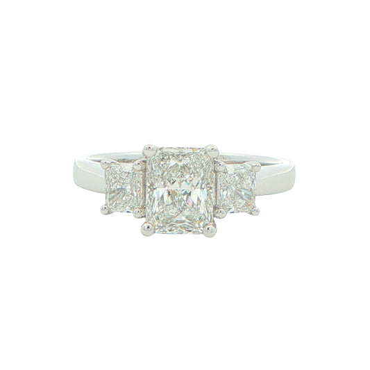 Platinum Radiant Cut Diamond 3 Stone Ring - 1.81cts Gardiner Brothers