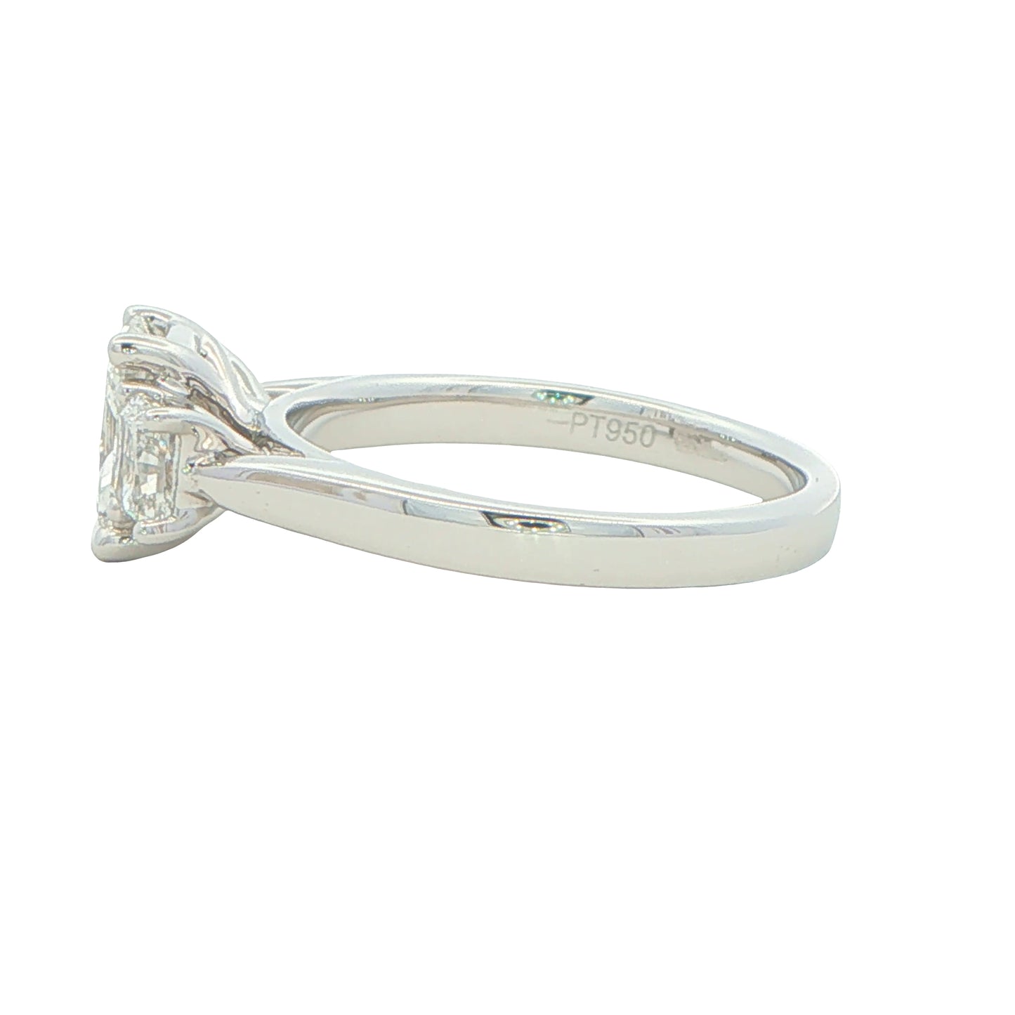 Platinum Radiant Cut Diamond 3 Stone Ring - 1.81cts