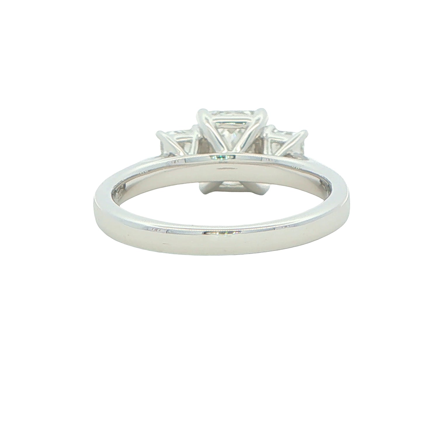 Platinum Radiant Cut Diamond 3 Stone Ring - 1.81cts