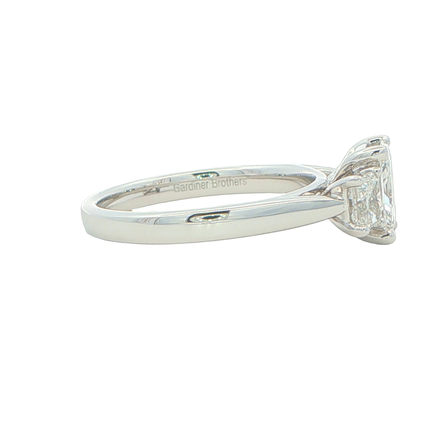 Platinum Radiant Cut Diamond 3 Stone Ring - 1.81cts