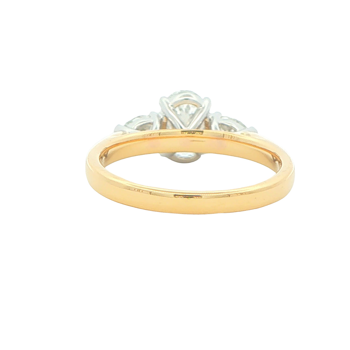 Yellow Gold Oval and Pear Shaped Diamond 3 Stone Ring - 1.30cts Gardiner Brothers