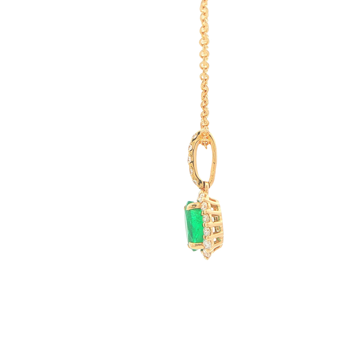 Emerald and Diamond Halo Style Pendant Gardiner Brothers