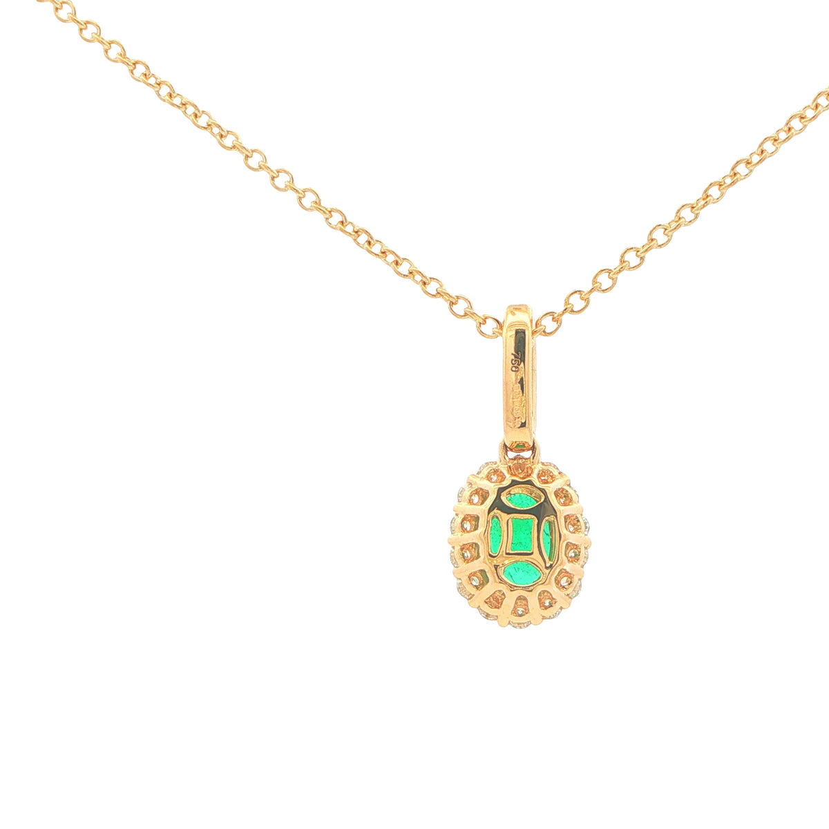 Emerald and Diamond Halo Style Pendant Gardiner Brothers
