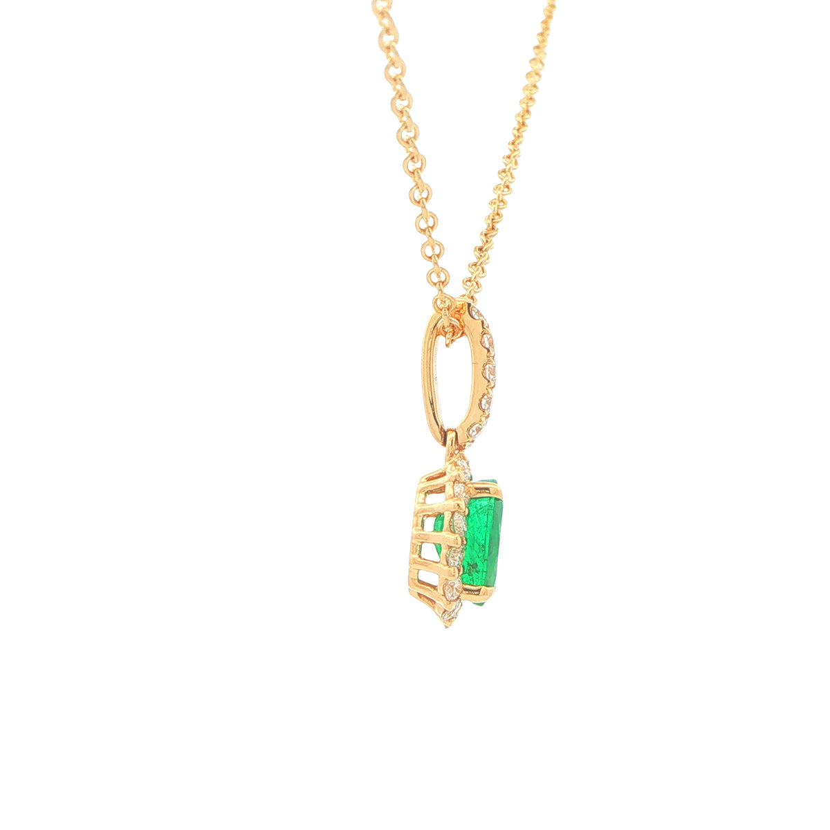 Emerald and Diamond Halo Style Pendant Gardiner Brothers