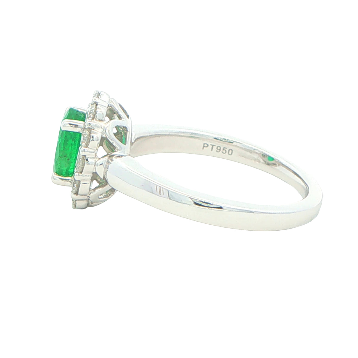 Emerald and Round Brilliant Cut Diamond Cluster Ring Gardiner Brothers