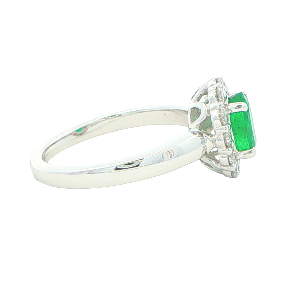 Emerald and Round Brilliant Cut Diamond Cluster Ring Gardiner Brothers