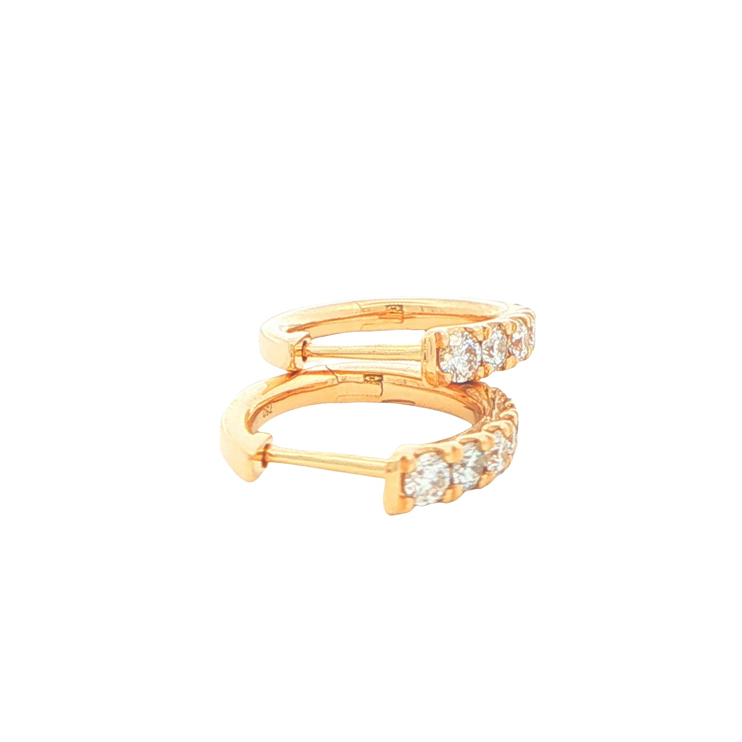 Round Brilliant cut diamond set graduated hoop earrings