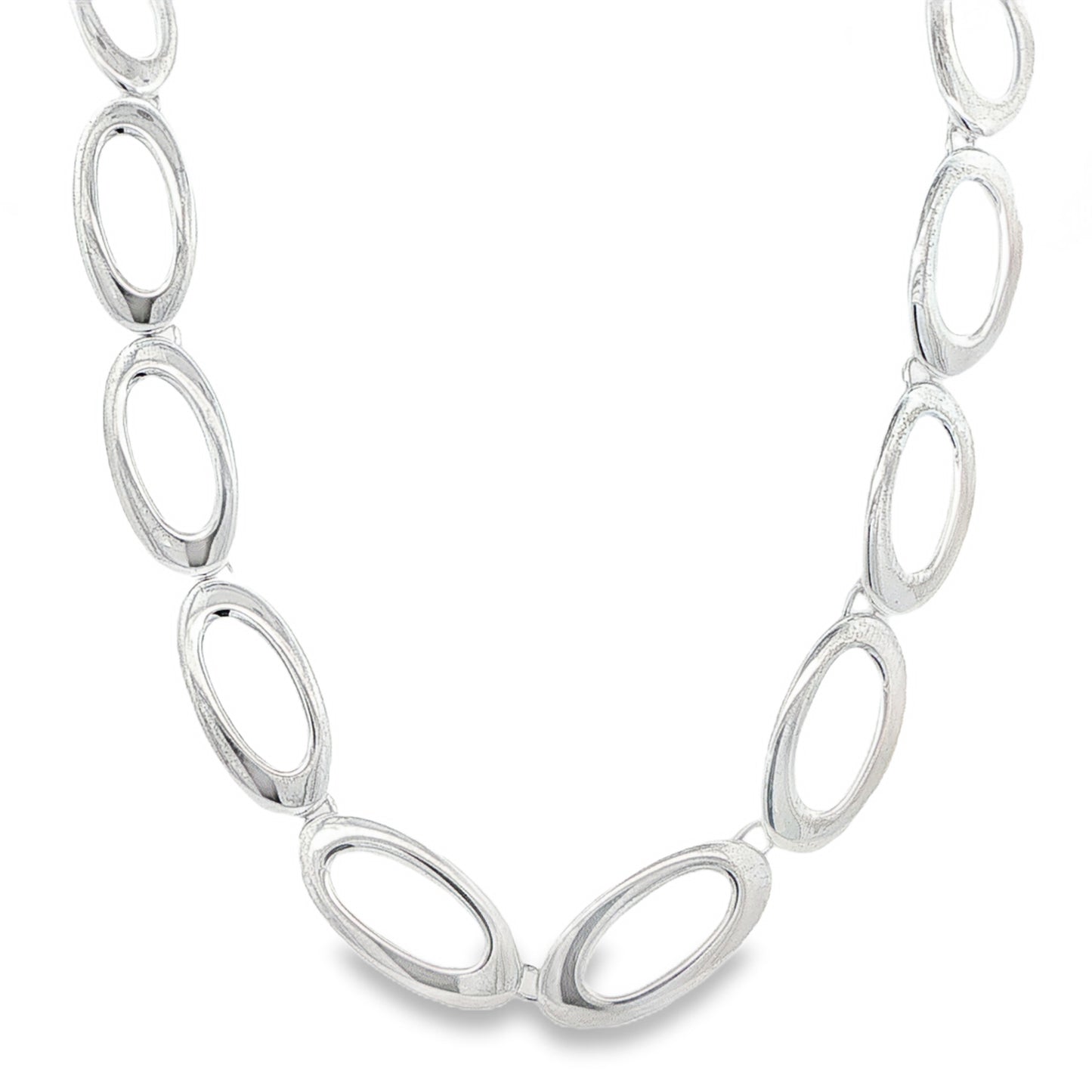 Silver Open Oval Link Necklace