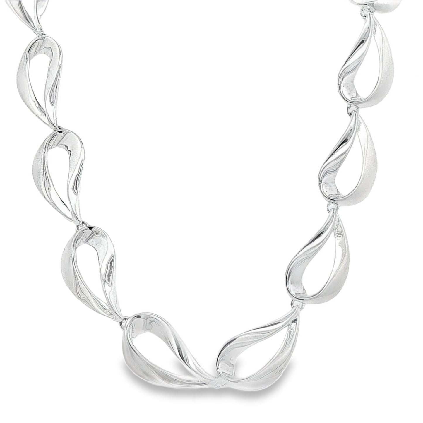 Silver Open TearDrop Link Necklace