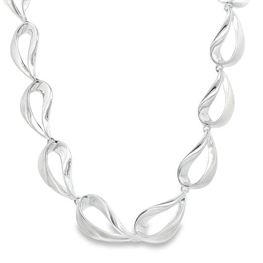 Silver Open TearDrop Link Necklace Gardiner Brothers