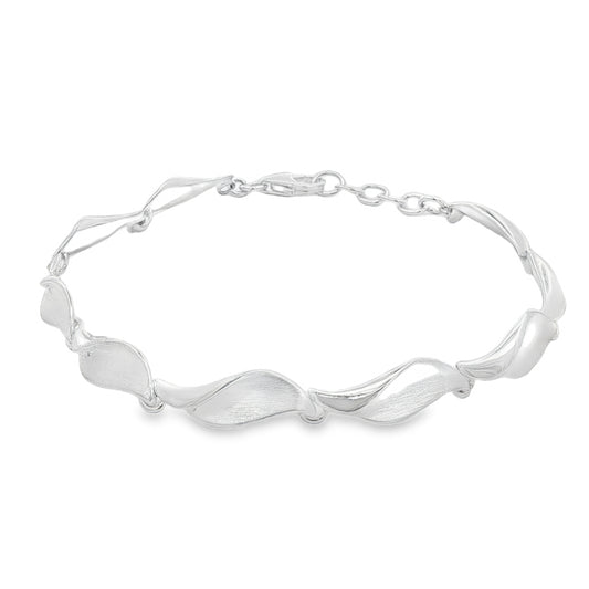 Silver Curved Leaf Link Bracelet Gardiner Brothers