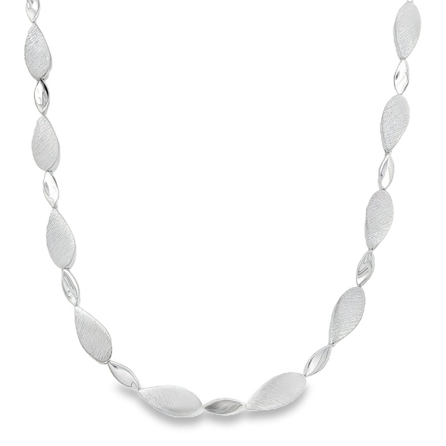 Silver Solid TearDrop and Oval Link Necklet