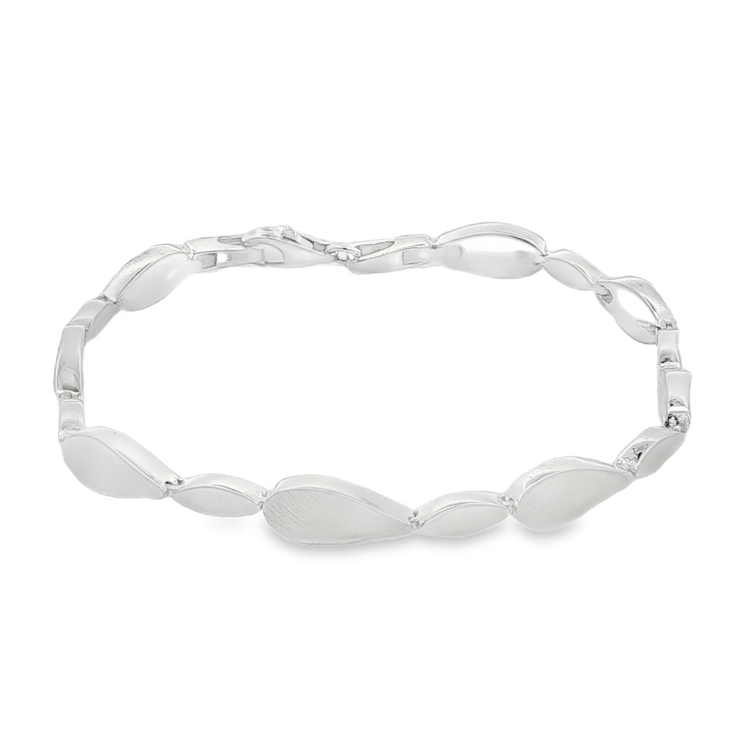 Silver Solid TearDrop and Oval Link Bracelet